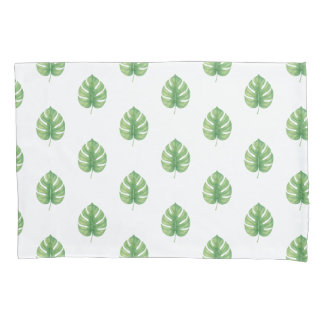 Housse D'oreillers Conception de feuille de Monstera verte.