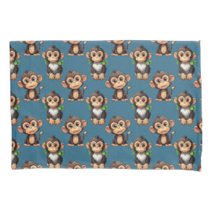 Housse D'oreillers Conception de motif singe bleu