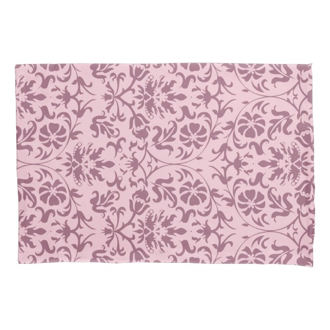 Housse D'oreillers Conception de motifs floraux Damas roses (devant)