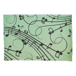 Housse D'oreillers Conception de musique verte Notes de fantaisie