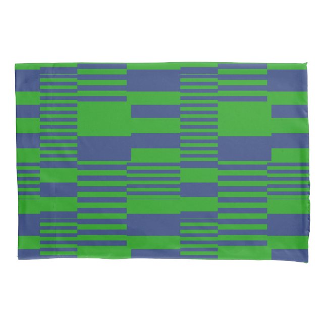 Housse D'oreillers Conception de rayures patchwork bleu vert  (devant)