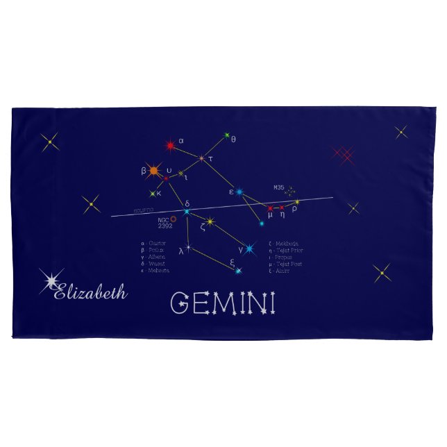 Housse D'oreillers Constellation GEMINI unique, élégant (devant)