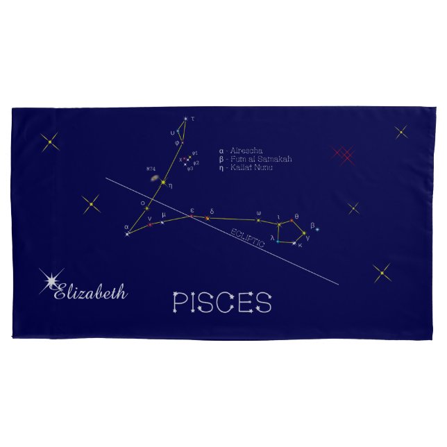 Housse D'oreillers Constellation PISCES unique, brillant (devant)