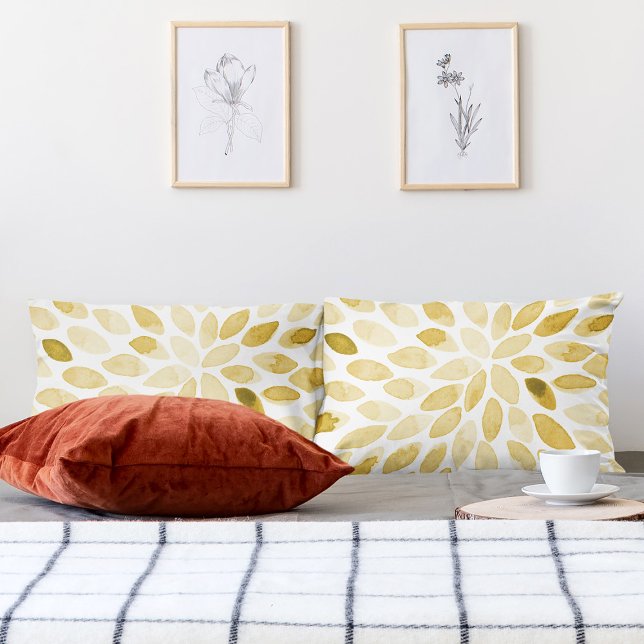 Housse D'oreillers Contours de brosse aquarelle - jaune (Créateur téléchargé)