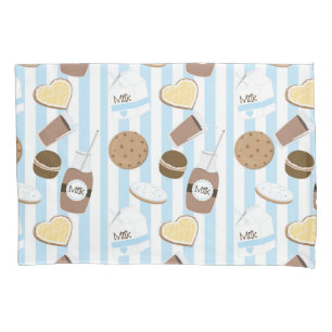 Housse D'oreillers Cookies & Milk Blue White Striped Garçons
