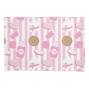 Housse D'oreillers Cookies & Milk Rose et Blanc Rayé Filles
