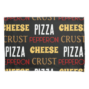 Housse D'oreillers Cool plaisir pizza pepperoni fromage croûte texte