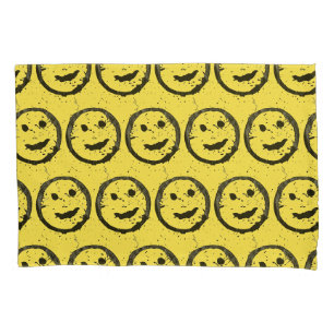 Housse D'oreillers Cool Sardé Joyeux visage souriant motif jaune