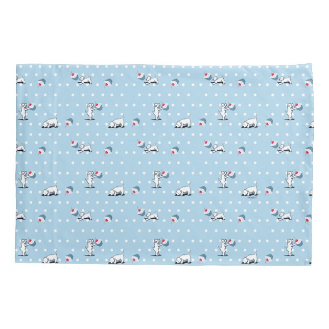 Housse D'oreillers Coque Coussin bleu KiniArt Westie Cupcake (Dos)