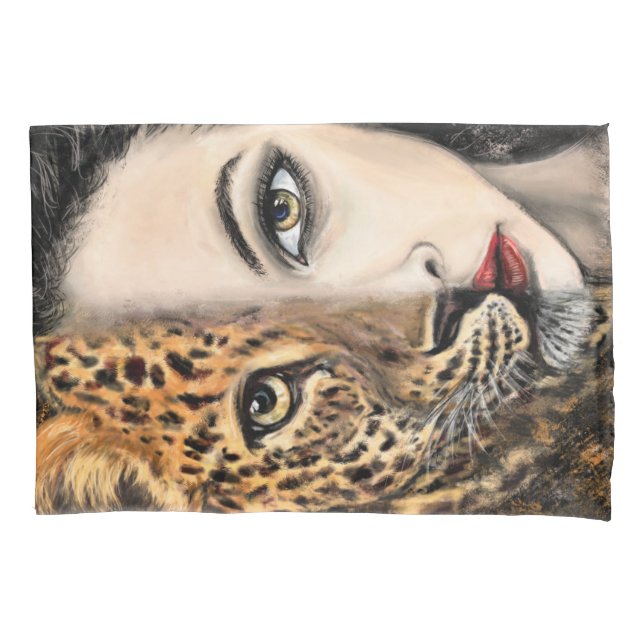 Housse D'oreillers Coque Coussin Leopard Girl (devant)