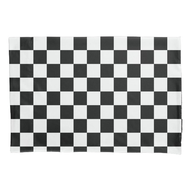 Housse D'oreillers coque Coussin noir et blanc À damiers (devant)
