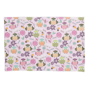 Housse D'oreillers Coque de Coussin rose Cute Owl