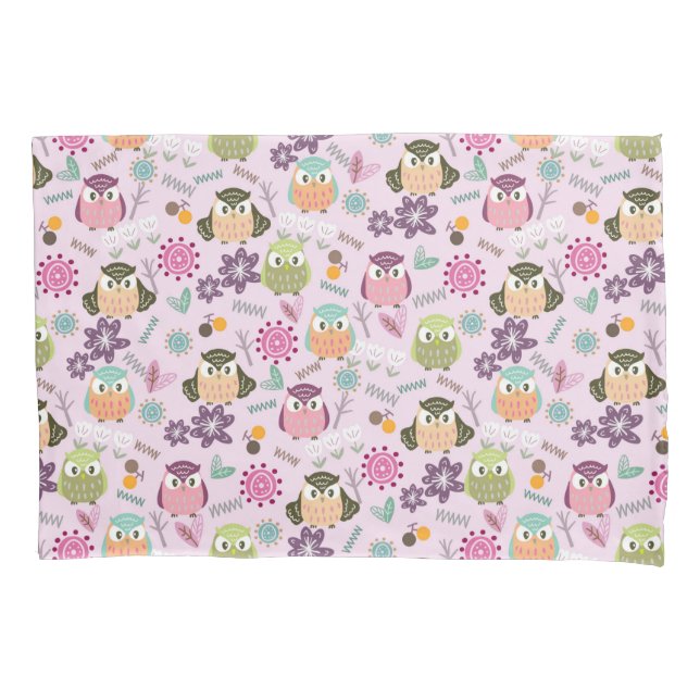 Housse D'oreillers Coque de Coussin rose Cute Owl (devant)