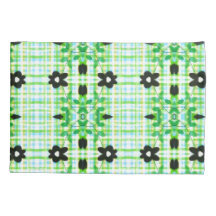 Coques Coussins Fleuris Avec Plaid Bleu Et Vert