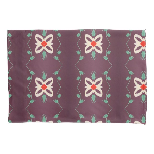 Housse D'oreillers Coques Coussins fleuris en Plum blanc et vert (devant)