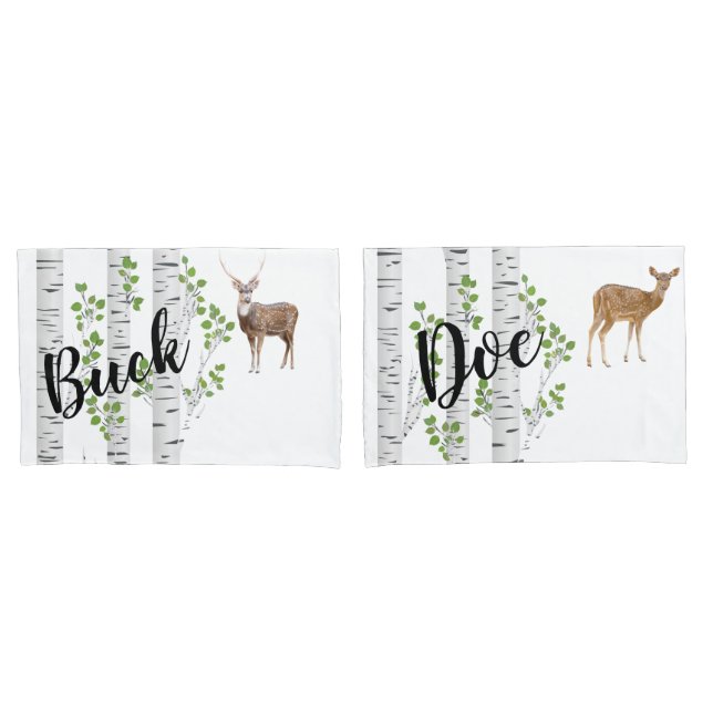 Housse D'oreillers Coques Coussins personnalisés Deer Doe Buck Woodla (devant-Set)