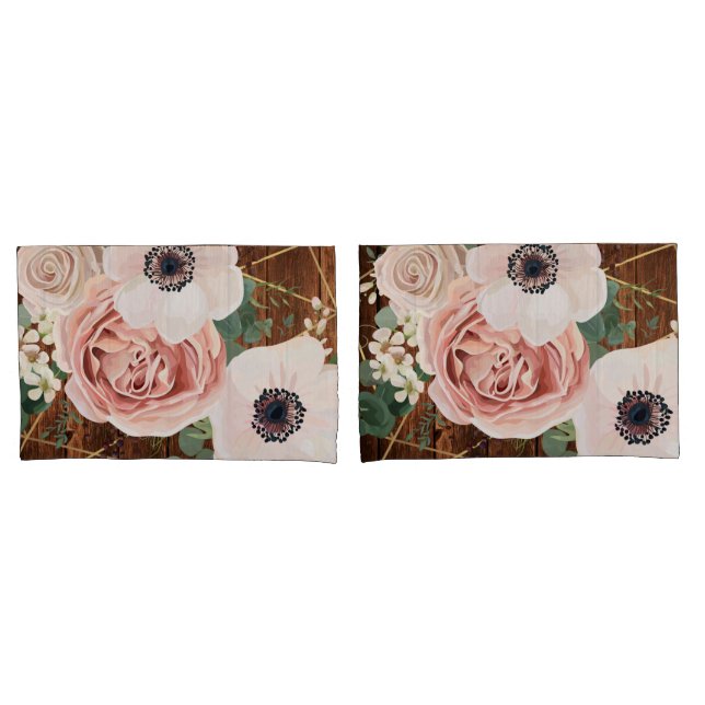 Housse D'oreillers Coques Coussins personnalisés Rose de jardin géomé (devant-Set)