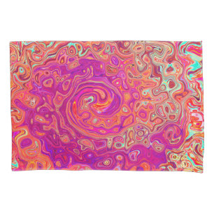 Housse D'oreillers Corail Abstrait rétro et spirale de marbre pourpre