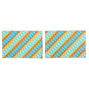 Housse D'oreillers Couleur Turquoise Bleu Orange Jaune Motif