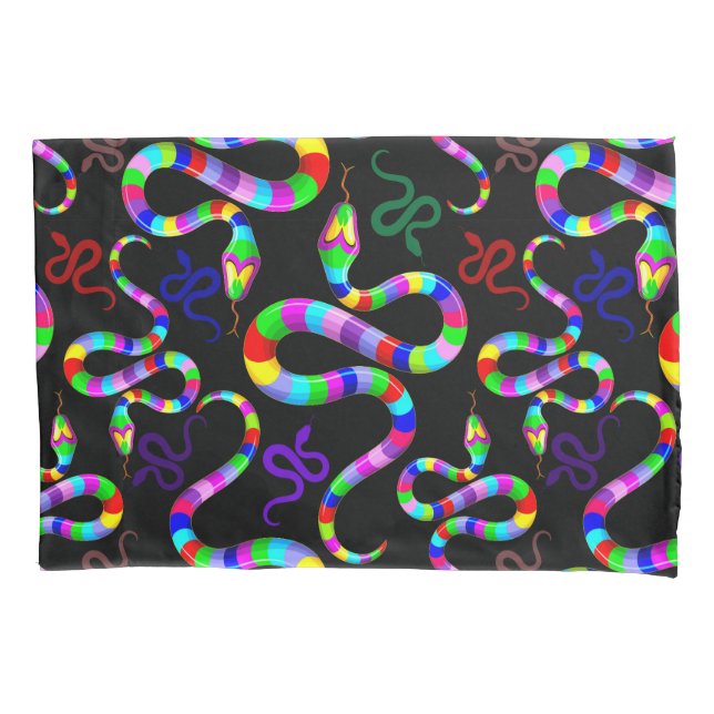 Housse D'oreillers Couleurs arc-en-ciel psychédéliques serpent (devant)