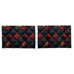 Housse D'oreillers Courtepoint Pretty Rouge Marine Jaune Motif