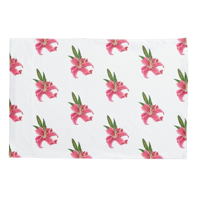 Housse D'oreillers Coussin Coque rose Lily Floral (Dos)