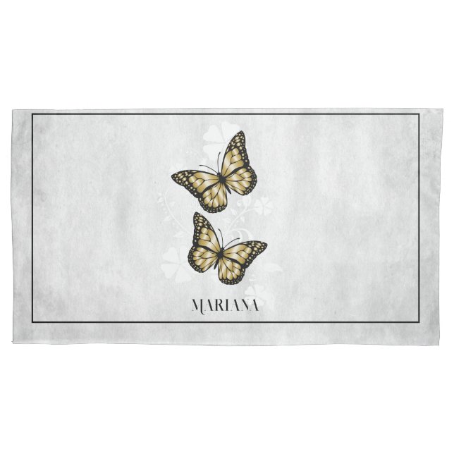 Housse D'oreillers Coussin de papillon d'or (devant)