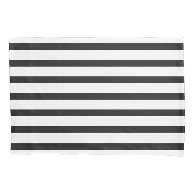 Housse D'oreillers Coussin rayé noir et blanc (devant)