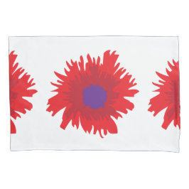 Housse D'oreillers Coussins de pavot à fleurs rouges