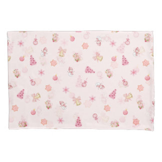 Housse D'oreillers Cozy Pink Christmas Pattern
