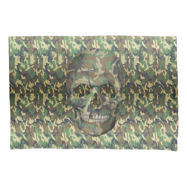 Housse D'oreillers Crâne Camouflé - Place Head Here (devant)