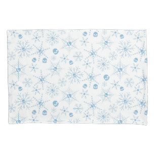 Housse D'oreillers Crâne effrayant Creepmas Noël Snowflakes blanc