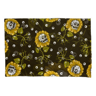 Housse D'oreillers Crânes de tournesol : Unique Motif sans fil.