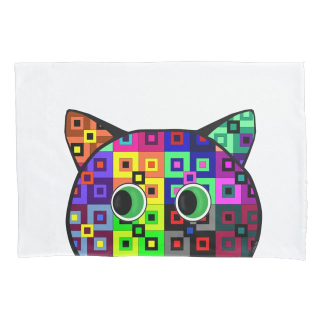 Housse D'oreillers Crazy Quilt Chat (devant)