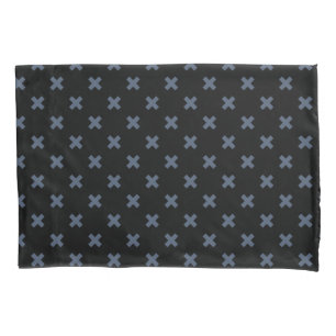 Housse D'oreillers Crochets bleu-gris sur noir