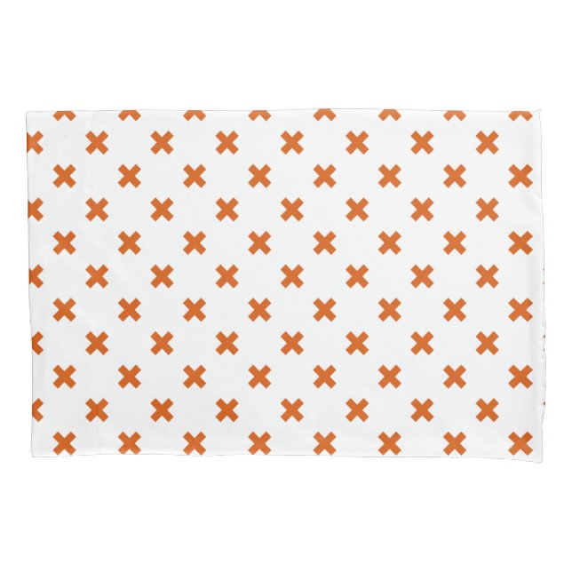 Housse D'oreillers Crochets orange sur blanc (devant)