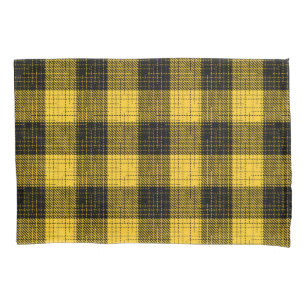 Housse D'oreillers Croix à carreaux jaune noir Buffalo