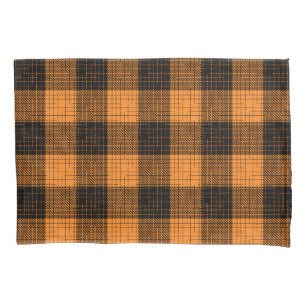 Housse D'oreillers Croix à carreaux orange et noir