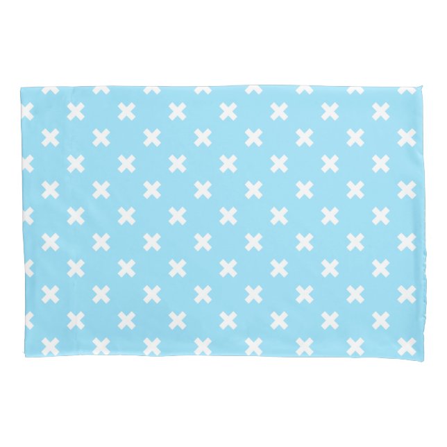 Housse D'oreillers Croix blanche sur le bleu bébé (devant)