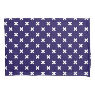 Housse D'oreillers Croix blanches sur bleu marine