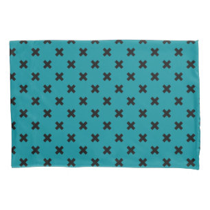 Housse D'oreillers Croix noire sur turquoise