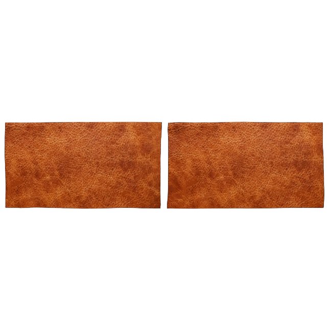 Housse D'oreillers Cru simili cuir de brun de cognac de Faux (devant-Set)