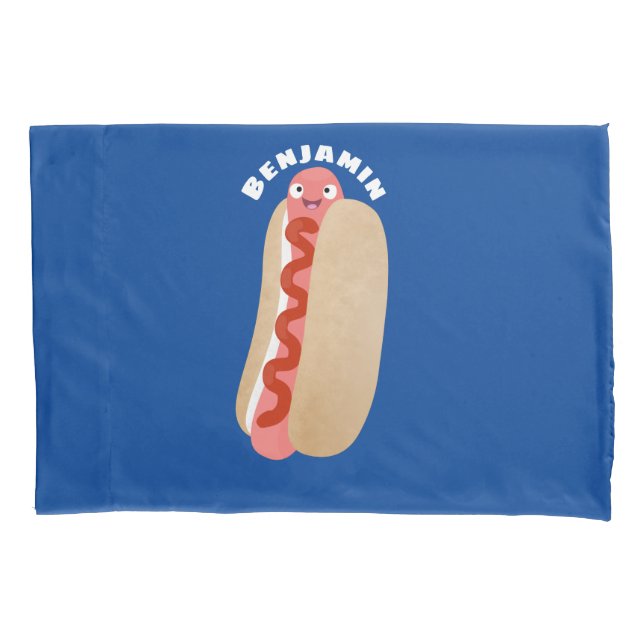 Housse D'oreillers Curieux hot dog Weiner dessin animé (devant)