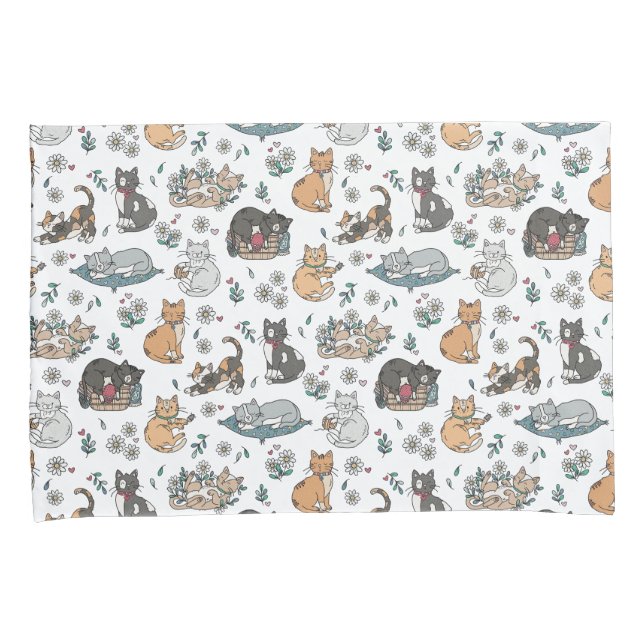 Housse D'oreillers Cute Cats Girls Kitten Coussin ensemble Coque (devant-Droit)