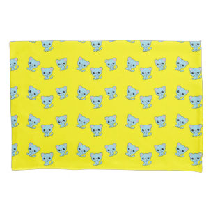 Housse D'oreillers Cute chaton bleu bondissant sur jaune