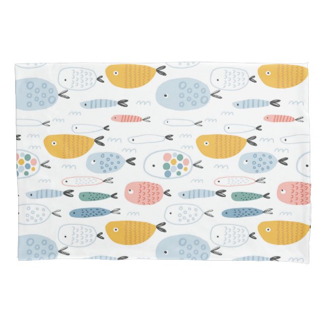 Housse D'oreillers Cute Doodle École de Motif de poisson (devant)