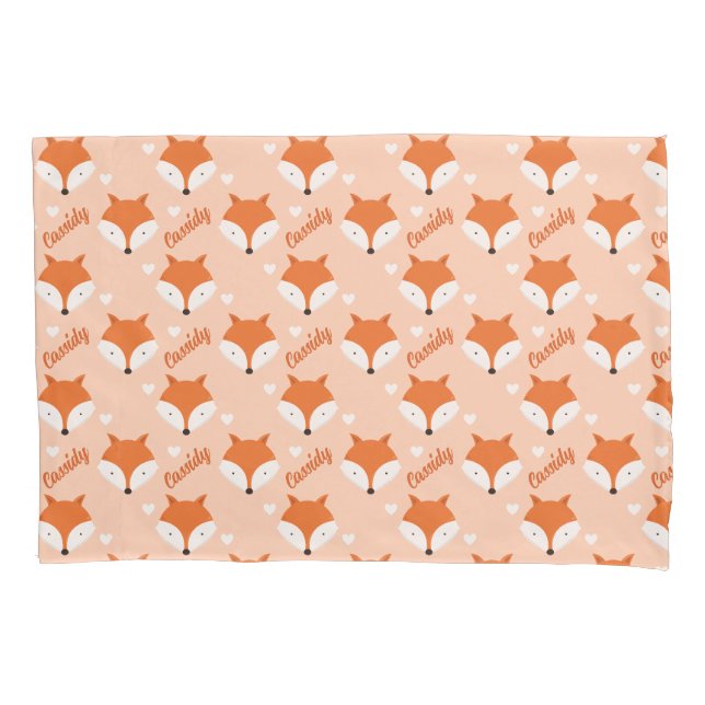 Housse D'oreillers Cute Fox Face Enfants Nom Monogramme Animal (devant)