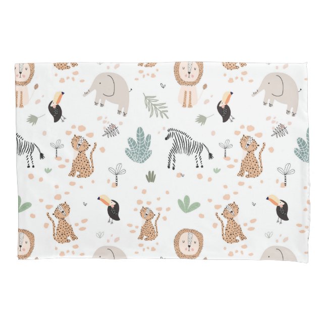 Housse D'oreillers Cute Jungle Rainforest Animaux Motif (devant)