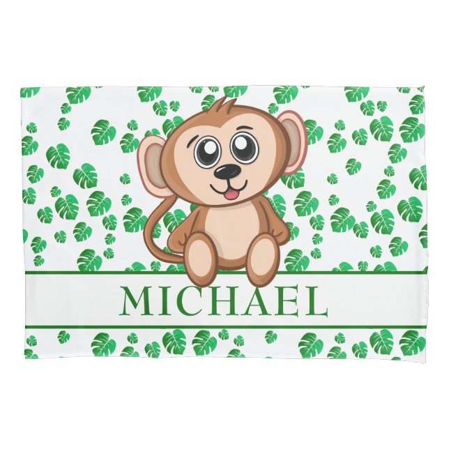 Housse D'oreillers Cute Jungle Safari Singe Animaux Enfants (devant)
