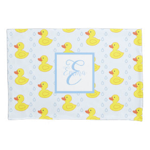 Housse D'oreillers Cute Motif de canard jaune monogramme
